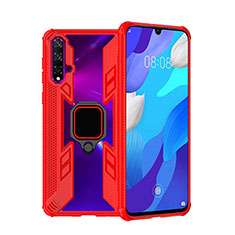 Funda Bumper Silicona y Plastico Mate Carcasa con Magnetico Anillo de dedo Soporte R04 para Huawei Nova 5 Rojo