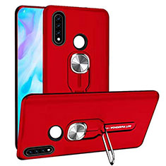 Funda Bumper Silicona y Plastico Mate Carcasa con Magnetico Anillo de dedo Soporte R04 para Huawei P30 Lite New Edition Rojo