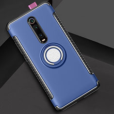 Funda Bumper Silicona y Plastico Mate Carcasa con Magnetico Anillo de dedo Soporte R04 para Xiaomi Redmi K20 Azul Cielo