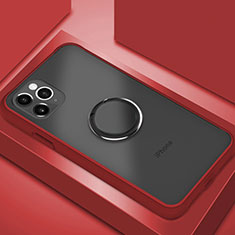 Funda Bumper Silicona y Plastico Mate Carcasa con Magnetico Anillo de dedo Soporte R05 para Apple iPhone 11 Pro Max Rojo