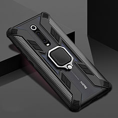 Funda Bumper Silicona y Plastico Mate Carcasa con Magnetico Anillo de dedo Soporte R05 para Xiaomi Mi 9T Pro Negro