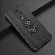 Funda Bumper Silicona y Plastico Mate Carcasa con Magnetico Anillo de dedo Soporte R07 para Xiaomi Mi 9T Negro