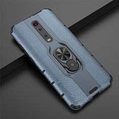 Funda Bumper Silicona y Plastico Mate Carcasa con Magnetico Anillo de dedo Soporte R07 para Xiaomi Mi 9T Pro Azul