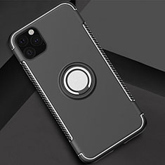 Funda Bumper Silicona y Plastico Mate Carcasa con Magnetico Anillo de dedo Soporte S01 para Apple iPhone 11 Pro Negro