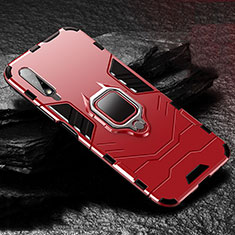 Funda Bumper Silicona y Plastico Mate Carcasa con Magnetico Anillo de dedo Soporte S01 para Huawei Honor 9X Rojo