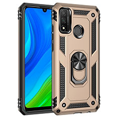 Funda Bumper Silicona y Plastico Mate Carcasa con Magnetico Anillo de dedo Soporte S01 para Huawei P Smart (2020) Oro