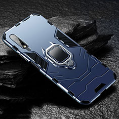 Funda Bumper Silicona y Plastico Mate Carcasa con Magnetico Anillo de dedo Soporte S01 para Huawei P Smart Z (2019) Azul