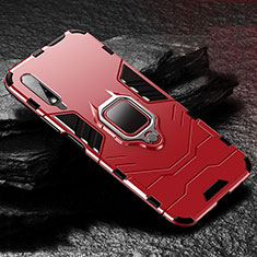 Funda Bumper Silicona y Plastico Mate Carcasa con Magnetico Anillo de dedo Soporte S01 para Huawei P Smart Z (2019) Rojo