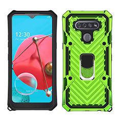 Funda Bumper Silicona y Plastico Mate Carcasa con Magnetico Anillo de dedo Soporte S01 para LG K51 Menta Verde