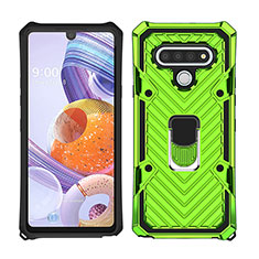 Funda Bumper Silicona y Plastico Mate Carcasa con Magnetico Anillo de dedo Soporte S01 para LG Stylo 6 Menta Verde