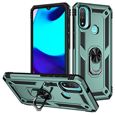 Funda Bumper Silicona y Plastico Mate Carcasa con Magnetico Anillo de dedo Soporte S01 para Motorola Moto E20 Verde