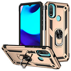 Funda Bumper Silicona y Plastico Mate Carcasa con Magnetico Anillo de dedo Soporte S01 para Motorola Moto E40 Oro