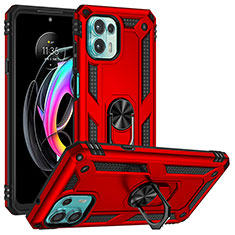 Funda Bumper Silicona y Plastico Mate Carcasa con Magnetico Anillo de dedo Soporte S01 para Motorola Moto Edge 20 Lite 5G Rojo