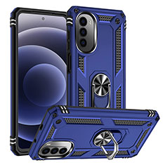 Funda Bumper Silicona y Plastico Mate Carcasa con Magnetico Anillo de dedo Soporte S01 para Motorola Moto Edge (2022) 5G Azul