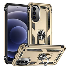 Funda Bumper Silicona y Plastico Mate Carcasa con Magnetico Anillo de dedo Soporte S01 para Motorola Moto Edge (2022) 5G Oro