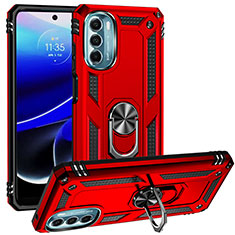 Funda Bumper Silicona y Plastico Mate Carcasa con Magnetico Anillo de dedo Soporte S01 para Motorola Moto G 5G (2022) Rojo