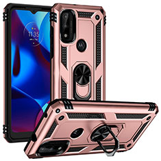 Funda Bumper Silicona y Plastico Mate Carcasa con Magnetico Anillo de dedo Soporte S01 para Motorola Moto G Pure Oro Rosa