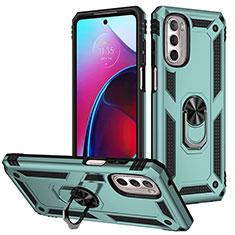 Funda Bumper Silicona y Plastico Mate Carcasa con Magnetico Anillo de dedo Soporte S01 para Motorola Moto G Stylus (2022) 4G Verde