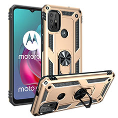 Funda Bumper Silicona y Plastico Mate Carcasa con Magnetico Anillo de dedo Soporte S01 para Motorola Moto G20 Oro