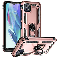 Funda Bumper Silicona y Plastico Mate Carcasa con Magnetico Anillo de dedo Soporte S01 para Motorola Moto G50 5G Oro Rosa