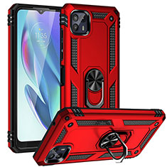 Funda Bumper Silicona y Plastico Mate Carcasa con Magnetico Anillo de dedo Soporte S01 para Motorola Moto G50 5G Rojo