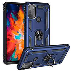 Funda Bumper Silicona y Plastico Mate Carcasa con Magnetico Anillo de dedo Soporte S01 para Motorola Moto G50 Azul