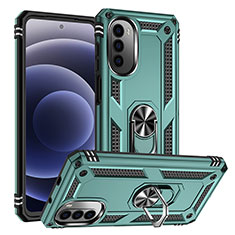 Funda Bumper Silicona y Plastico Mate Carcasa con Magnetico Anillo de dedo Soporte S01 para Motorola Moto G71s 5G Verde