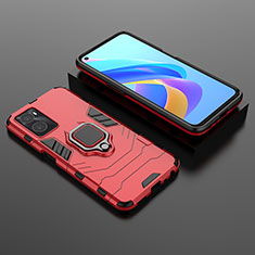 Funda Bumper Silicona y Plastico Mate Carcasa con Magnetico Anillo de dedo Soporte S01 para Oppo A36 Rojo