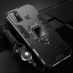 Funda Bumper Silicona y Plastico Mate Carcasa con Magnetico Anillo de dedo Soporte S01 para Oppo A53 Negro