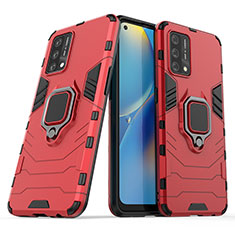 Funda Bumper Silicona y Plastico Mate Carcasa con Magnetico Anillo de dedo Soporte S01 para Oppo A74 4G Rojo