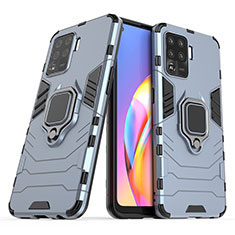 Funda Bumper Silicona y Plastico Mate Carcasa con Magnetico Anillo de dedo Soporte S01 para Oppo A94 4G Azul