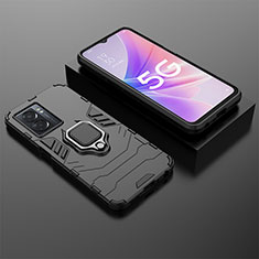 Funda Bumper Silicona y Plastico Mate Carcasa con Magnetico Anillo de dedo Soporte S01 para Realme Q5i 5G Negro