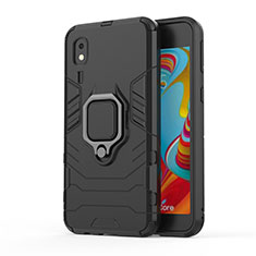 Funda Bumper Silicona y Plastico Mate Carcasa con Magnetico Anillo de dedo Soporte S01 para Samsung Galaxy A2 Core A260F A260G Negro