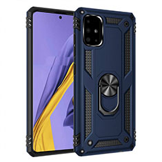 Funda Bumper Silicona y Plastico Mate Carcasa con Magnetico Anillo de dedo Soporte S01 para Samsung Galaxy A51 5G Azul