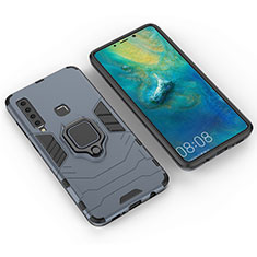 Funda Bumper Silicona y Plastico Mate Carcasa con Magnetico Anillo de dedo Soporte S01 para Samsung Galaxy A9 (2018) A920 Azul