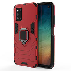 Funda Bumper Silicona y Plastico Mate Carcasa con Magnetico Anillo de dedo Soporte S01 para Samsung Galaxy F52 5G Rojo