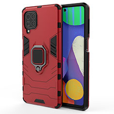 Funda Bumper Silicona y Plastico Mate Carcasa con Magnetico Anillo de dedo Soporte S01 para Samsung Galaxy F62 5G Rojo