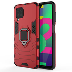 Funda Bumper Silicona y Plastico Mate Carcasa con Magnetico Anillo de dedo Soporte S01 para Samsung Galaxy M22 4G Rojo