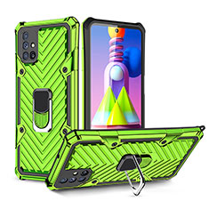 Funda Bumper Silicona y Plastico Mate Carcasa con Magnetico Anillo de dedo Soporte S01 para Samsung Galaxy M51 Menta Verde