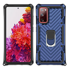 Funda Bumper Silicona y Plastico Mate Carcasa con Magnetico Anillo de dedo Soporte S01 para Samsung Galaxy S20 FE ((2022)) 5G Azul