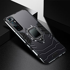 Funda Bumper Silicona y Plastico Mate Carcasa con Magnetico Anillo de dedo Soporte S01 para Xiaomi Mi 10 Ultra Negro