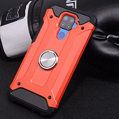 Funda Bumper Silicona y Plastico Mate Carcasa con Magnetico Anillo de dedo Soporte S02 para Huawei Nova 5i Pro Rojo