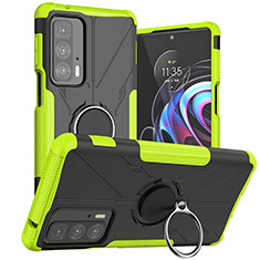 Funda Bumper Silicona y Plastico Mate Carcasa con Magnetico Anillo de dedo Soporte S02 para Motorola Moto Edge 20 Pro 5G Verde