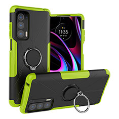 Funda Bumper Silicona y Plastico Mate Carcasa con Magnetico Anillo de dedo Soporte S02 para Motorola Moto Edge (2021) 5G Verde