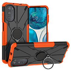 Funda Bumper Silicona y Plastico Mate Carcasa con Magnetico Anillo de dedo Soporte S02 para Motorola Moto Edge (2022) 5G Naranja