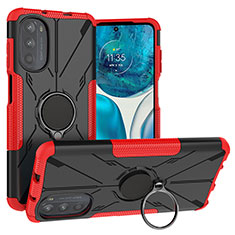 Funda Bumper Silicona y Plastico Mate Carcasa con Magnetico Anillo de dedo Soporte S02 para Motorola Moto Edge (2022) 5G Rojo