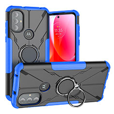 Funda Bumper Silicona y Plastico Mate Carcasa con Magnetico Anillo de dedo Soporte S02 para Motorola Moto G Play (2023) Azul