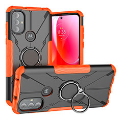 Funda Bumper Silicona y Plastico Mate Carcasa con Magnetico Anillo de dedo Soporte S02 para Motorola Moto G Play (2023) Naranja