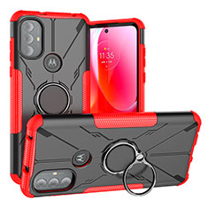 Funda Bumper Silicona y Plastico Mate Carcasa con Magnetico Anillo de dedo Soporte S02 para Motorola Moto G Play (2023) Rojo