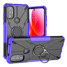 Funda Bumper Silicona y Plastico Mate Carcasa con Magnetico Anillo de dedo Soporte S02 para Motorola Moto G Play Gen 2 Morado